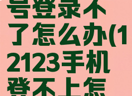 12123手机号登录不了怎么办(12123手机登不上怎么办)