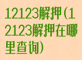 12123解押(12123解押在哪里查询)