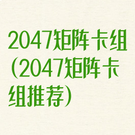 2047矩阵卡组(2047矩阵卡组推荐)