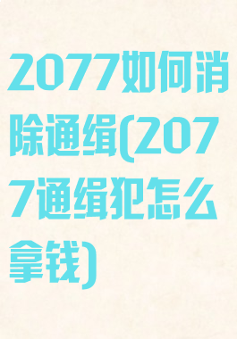 2077如何消除通缉(2077通缉犯怎么拿钱)