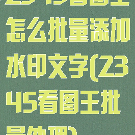 2345看图王怎么批量添加水印文字(2345看图王批量处理)