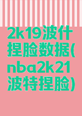 2k19波什捏脸数据(nba2k21波特捏脸)