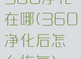 360净化在哪(360净化后怎么恢复)
