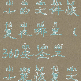 360安全卫士的文件恢复在哪里(360安全卫士能恢复文件吗)
