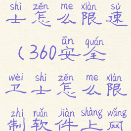 360安全卫士怎么限速(360安全卫士怎么限制软件上网)