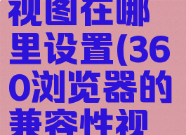 360浏览器的兼容性视图在哪里设置(360浏览器的兼容性视图怎么设置)