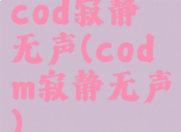 cod寂静无声(codm寂静无声)