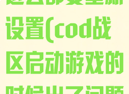 cod战区每次进去都要重新设置(cod战区启动游戏的时候出了问题)