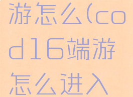 cod16端游怎么(cod16端游怎么进入剧情模式)