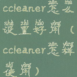 ccleaner怎么设置好用(ccleaner怎样使用)