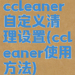 ccleaner自定义清理设置(ccleaner使用方法)