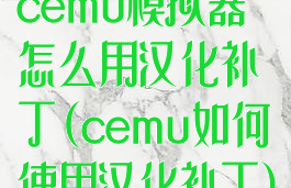 cemu模拟器怎么用汉化补丁(cemu如何使用汉化补丁)
