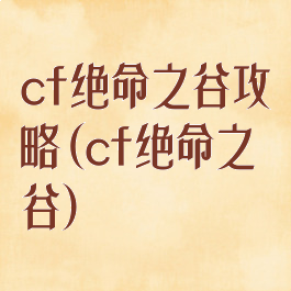 cf绝命之谷攻略(cf绝命之谷)