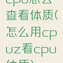 cpu怎么查看体质(怎么用cpuz看cpu体质)