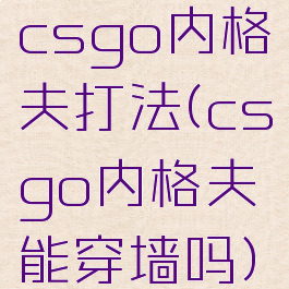 csgo内格夫打法(csgo内格夫能穿墙吗)