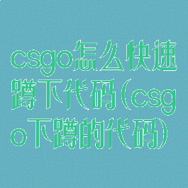 csgo怎么快速蹲下代码(csgo下蹲的代码)