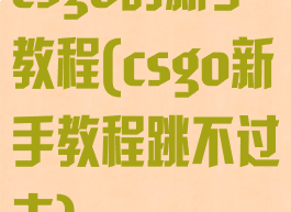 csgo的新手教程(csgo新手教程跳不过去)