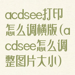 acdsee打印怎么调横版(acdsee怎么调整图片大小)