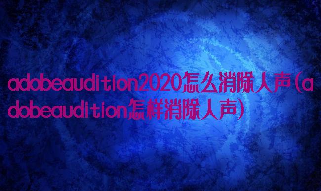 adobeaudition2020怎么消除人声(adobeaudition怎样消除人声)