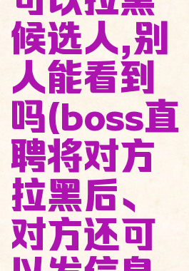 boss直聘可以拉黑候选人,别人能看到吗(boss直聘将对方拉黑后、对方还可以发信息给我吗?)
