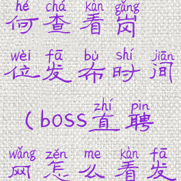 boss直聘如何查看岗位发布时间(boss直聘网怎么看发布时间)