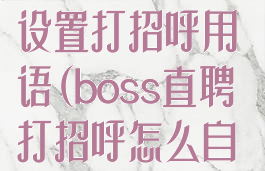 boss直聘怎么设置打招呼用语(boss直聘打招呼怎么自定义)