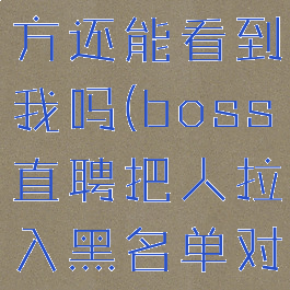 boss直聘黑名单,对方还能看到我吗(boss直聘把人拉入黑名单对方还能给你留言嘛)