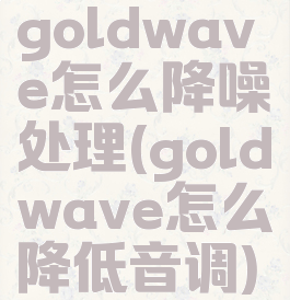 goldwave怎么降噪处理(goldwave怎么降低音调)