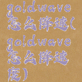 goldwave怎么降速(goldwave怎么降速度)