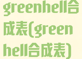 greenhell合成表(greenhell合成表)