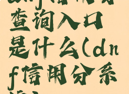 dnf信用分查询入口是什么(dnf信用分系统)