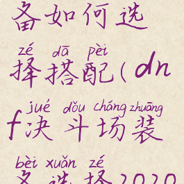 dnf决斗装备如何选择搭配(dnf决斗场装备选择2020)