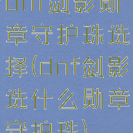 dnf剑影勋章守护珠选择(dnf剑影选什么勋章守护珠)