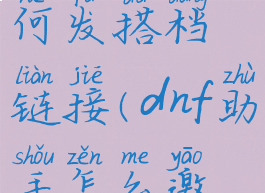 dnf助手如何发搭档链接(dnf助手怎么邀请搭档)