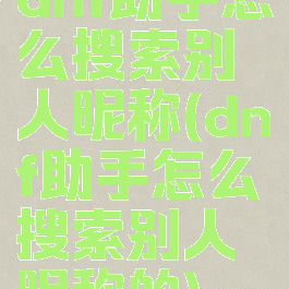 dnf助手怎么搜索别人昵称(dnf助手怎么搜索别人昵称的)