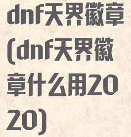 dnf天界徽章(dnf天界徽章什么用2020)