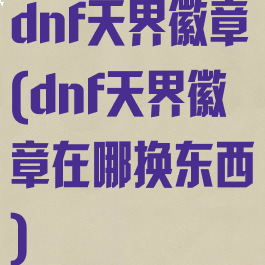 dnf天界徽章(dnf天界徽章在哪换东西)