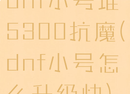 dnf小号堆5300抗魔(dnf小号怎么升级快)