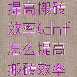 dnf怎么提高搬砖效率(dnf怎么提高搬砖效率的方法)