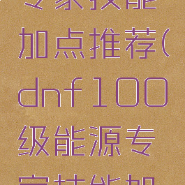 dnf能源专家技能加点推荐(dnf100级能源专家技能加点)