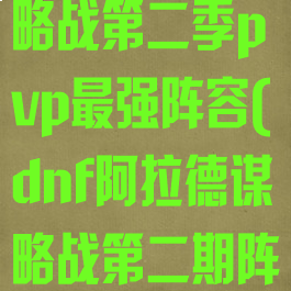 dnf阿拉德谋略战第二季pvp最强阵容(dnf阿拉德谋略战第二期阵容搭配)