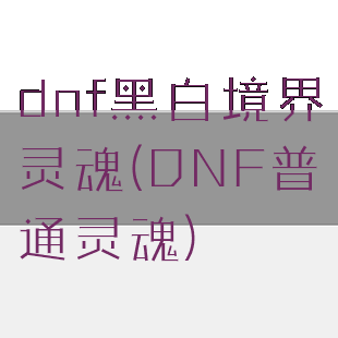 dnf黑白境界灵魂(DNF普通灵魂)