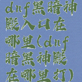 dnf黑暗神殿入口在哪里(dnf暗黑神殿在哪里打)