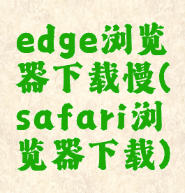 edge浏览器下载慢(safari浏览器下载)