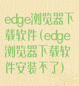 edge浏览器下载软件(edge浏览器下载软件安装不了)