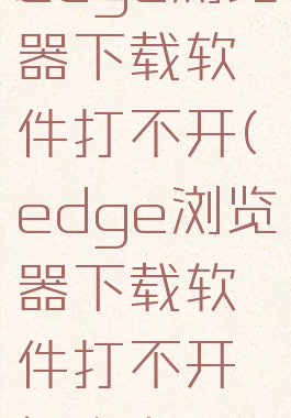 edge浏览器下载软件打不开(edge浏览器下载软件打不开怎么办)