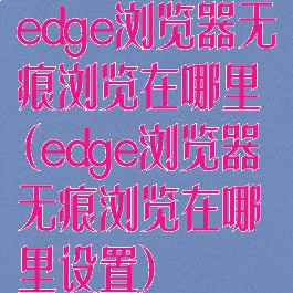 edge浏览器无痕浏览在哪里(edge浏览器无痕浏览在哪里设置)