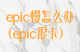 epic慢怎么办(epic很卡)