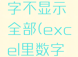 excel数字不显示全部(excel里数字不显示)