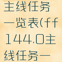 ff144.0主线任务一览表(ff144.0主线任务一览)